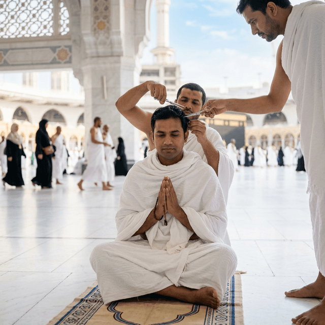 Cutting or shaving hair to exit Ihram
